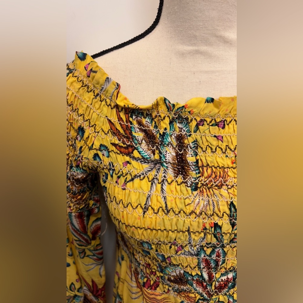 New with tag yellow floral dress by Farm Rio from Anthropologie size M - Picture 3 of 12
